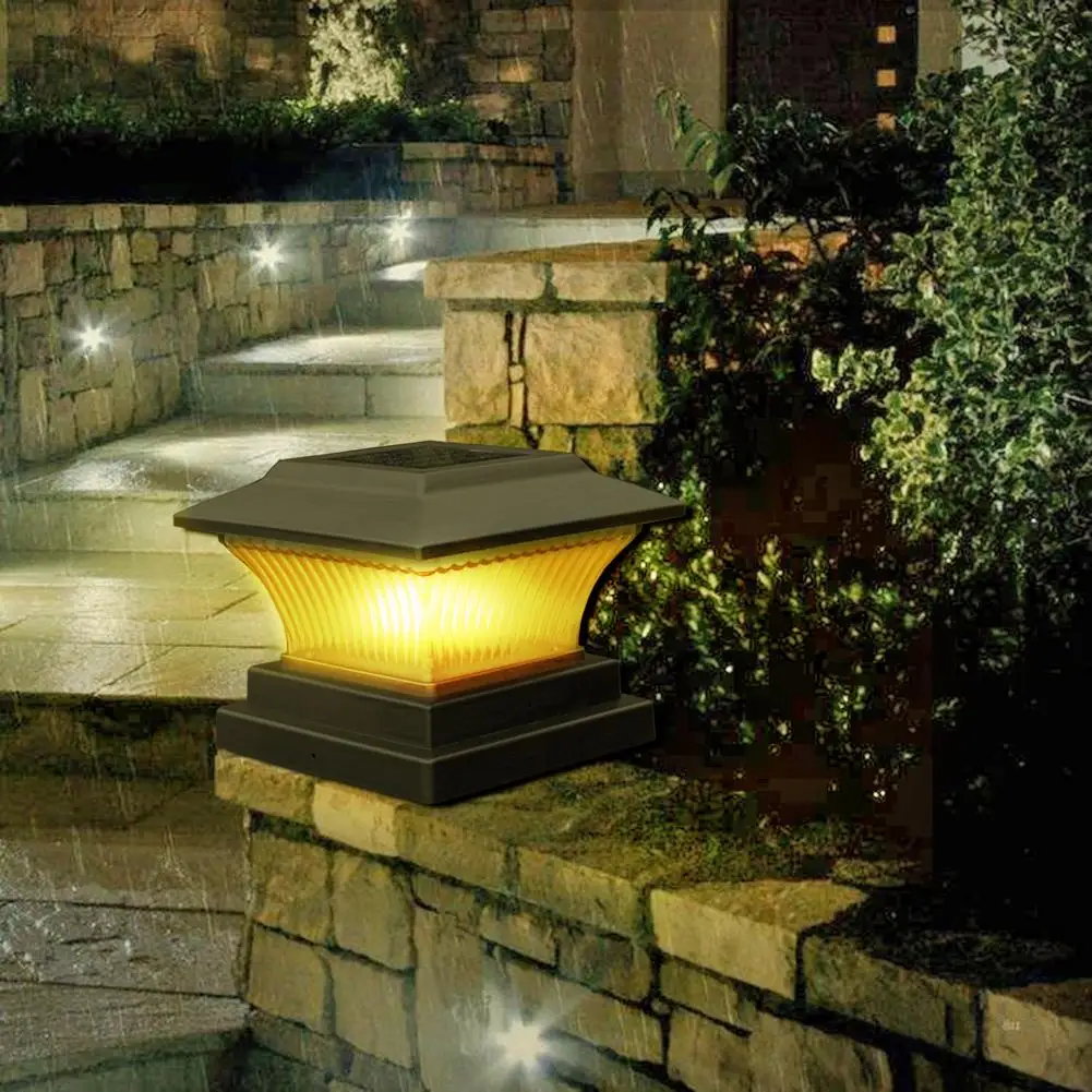 Solar Power LED Pillar Lamp Outdoor Garden Decoration Fence Lamp Yard Post Cap Lights Waterproof Solar Lamps Path Lights