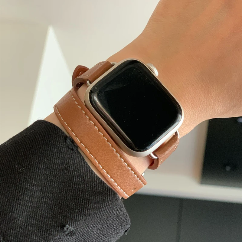 Leather Band for Apple Watch Strap 40mm 41mm 44mm 45mm 49mm 38mm 42 correa IWatch Series 8 7 6 SE 5 4 Ultra Replacement Bracelet