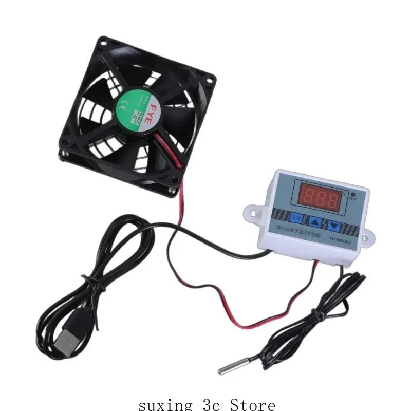Versatile USB Cabinet Cooling Fan with Temperature Control for Home Theater Plant House MultiSpeed Controller Fan