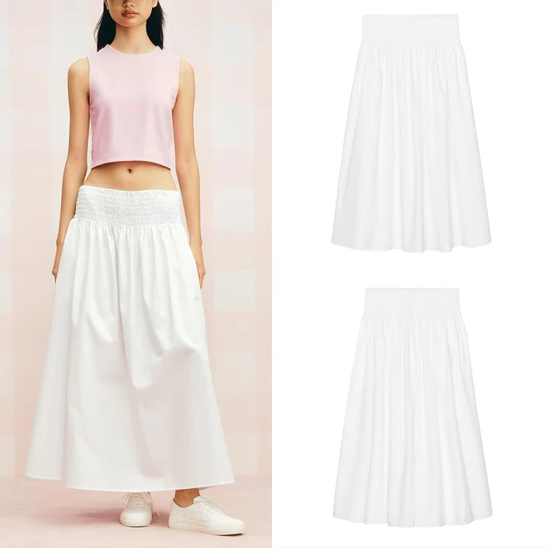 

Women's Faionable Versatile Midi Skirt Summer 2025 New Arrival High Waist A-Line Polyester Fiber Midi Skirt by Z