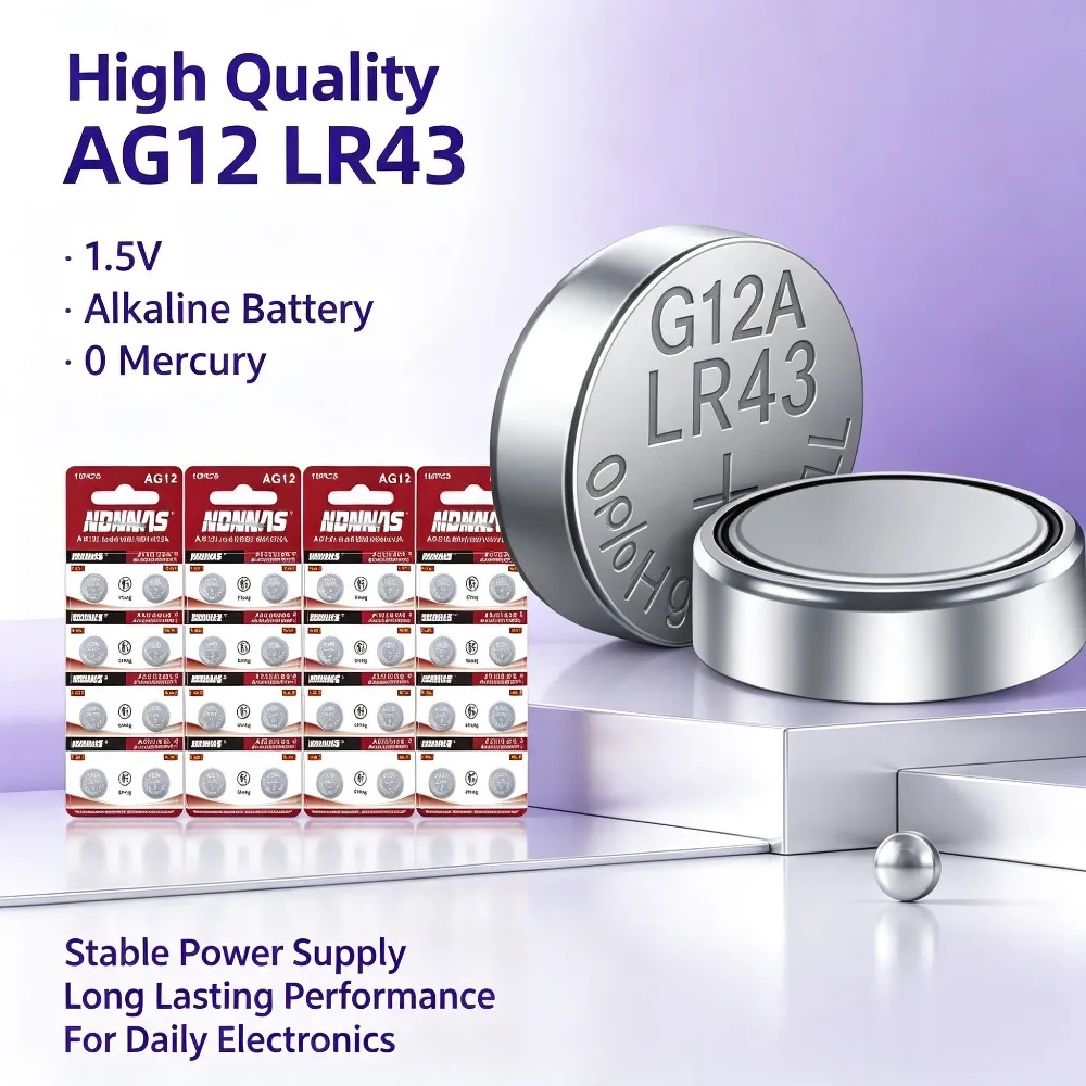 5-200PCS AG12 LR43 LR1142 V12GA 100mAh 1.5V Alkaline Button Cell 386 SR43W SR1142 For Watch Toys Car Key Remote Calculator