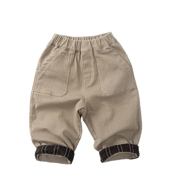 2025 شتاء جديد الأطفال الصوف السراويل الصلبة الفتيان زائد المخملية سميكة سراويل تقليدية القطن الاطفال الفتيات بناطيل تدفئة ملابس الطفل