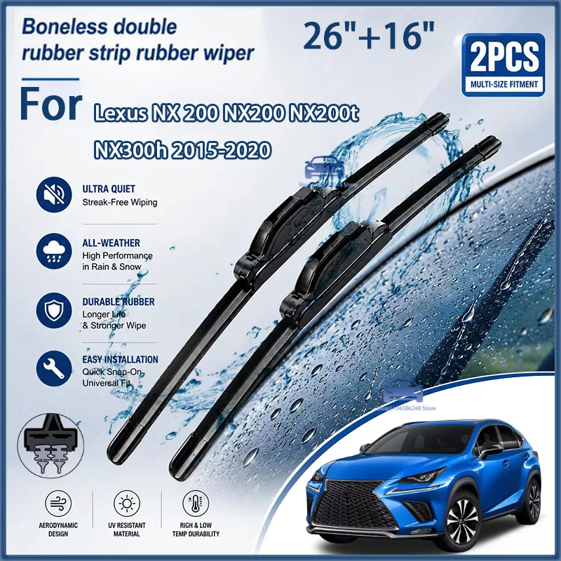

Front Wiper Blades For Lexus NX 200 NX200 NX200t NX300h 2015-2020 Windshield Windscreen Window Brush 26"+16" Modification Parts