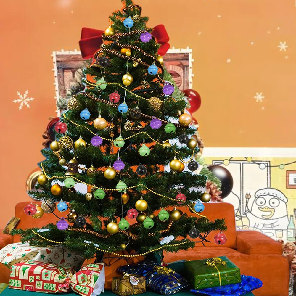 قلادة سلسلة مفاتيح بجرس معدني ملون ، ألوان مختلطة ، تصنعها بنفسك ، إكسسوارات مجوهرات عيد الميلاد ، قطرها 17-22 ، 10 #6