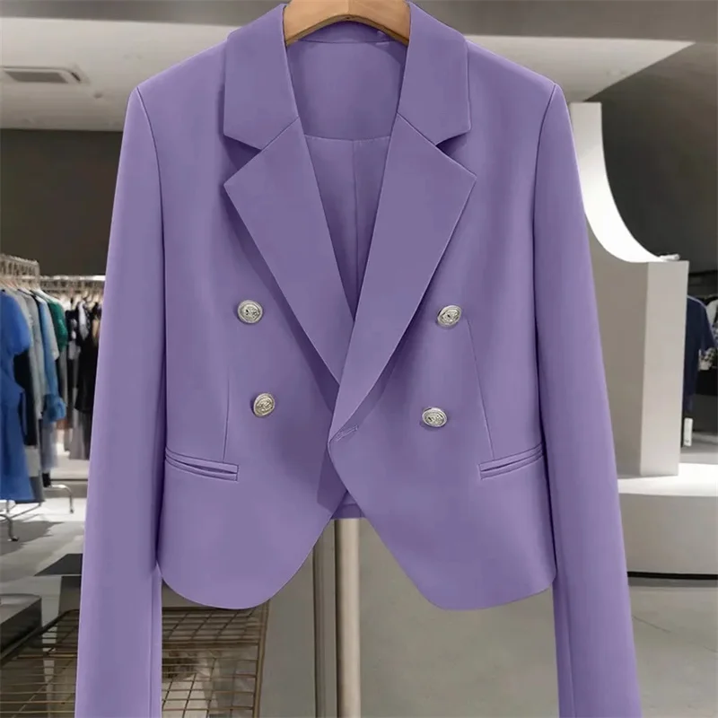 

Women's Short Suit Jacket 2025 New Spring Autumn Blazer Coat Short Casual Outwear Western Style High Quality Overcoat Ladies Top