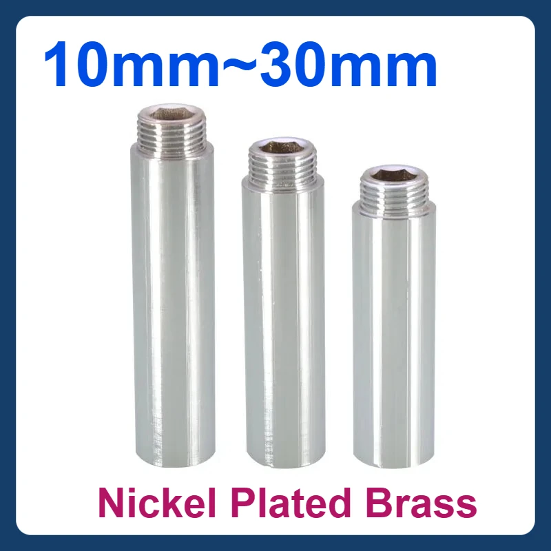 

10mm~30mm Pipe Fittings BSP 1/2" Nickel Plated Brass Extension Rod Tube Garden Greenhouse Water Connector Male to Female