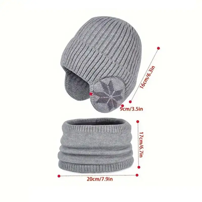 Winter Hat for Men Women Pullover Hat Scarf Suit Plus Velvet Fleece Lined Children Thick Warm Beanie Hat Male Knitted Hat Caps