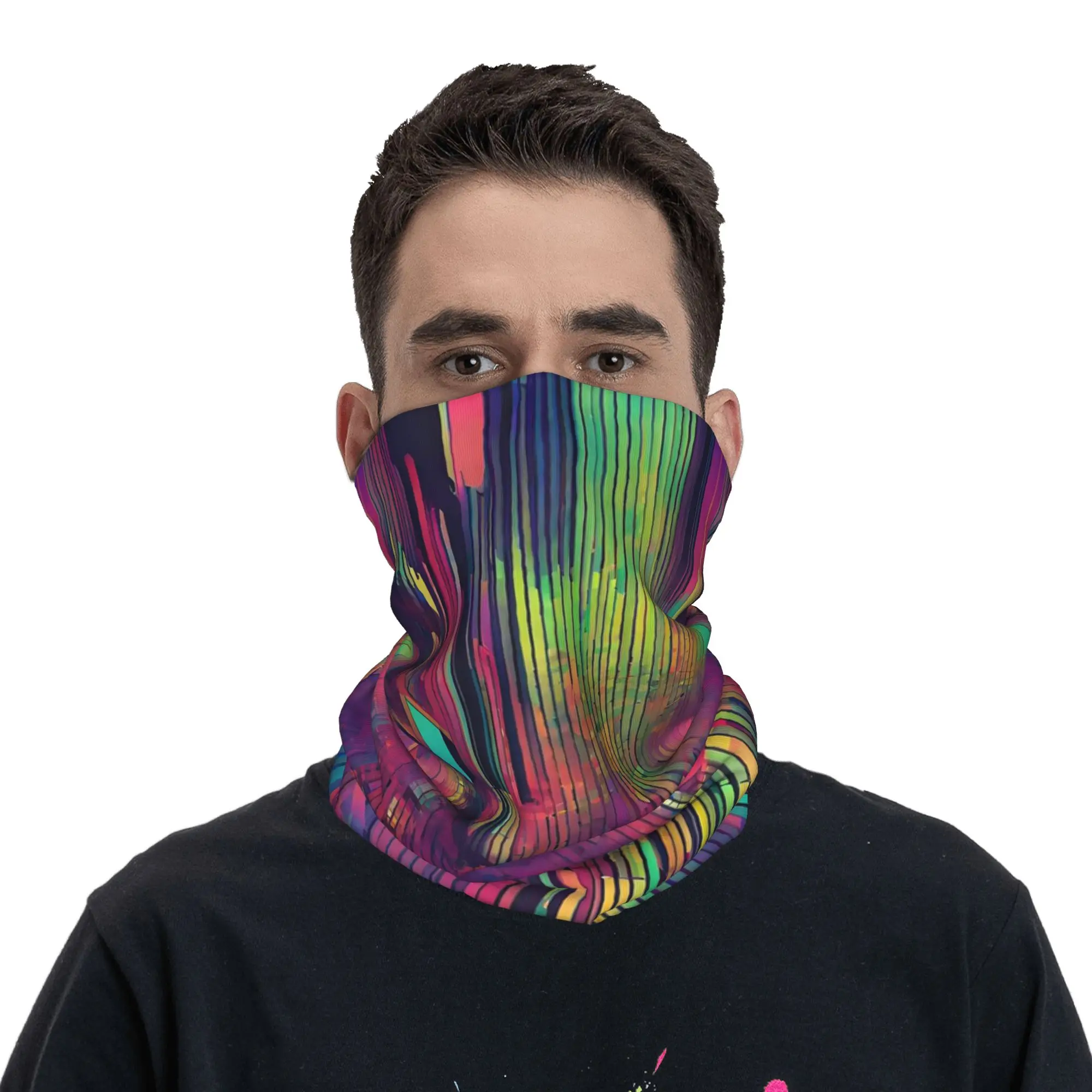 Digital Glitch Wind Abstract Pattern Bandana Neck Cover Printed Mask Scarf Headwear Cycling Unisex Adult All Season