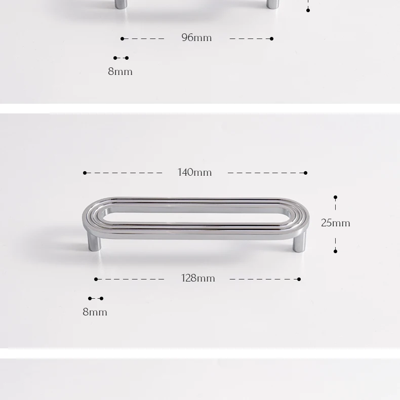Chrome finished solid brass cabinet handle — supplier illustration 24