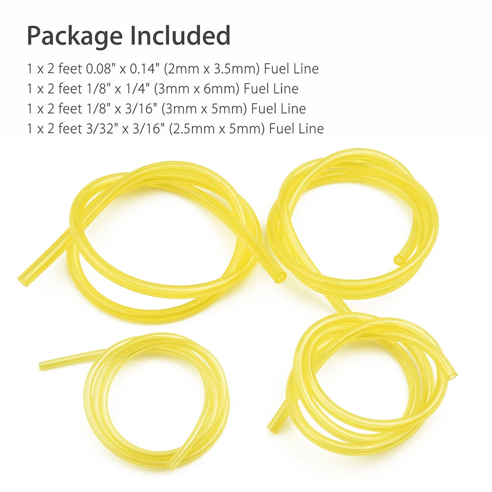 4pc/ Set Petrol Fuel Gas Line Pipe Hose Petrol Line Oil Gas Resistant Fits For Ordinary 2-Stroke Engines For Trimmer Saw Blower