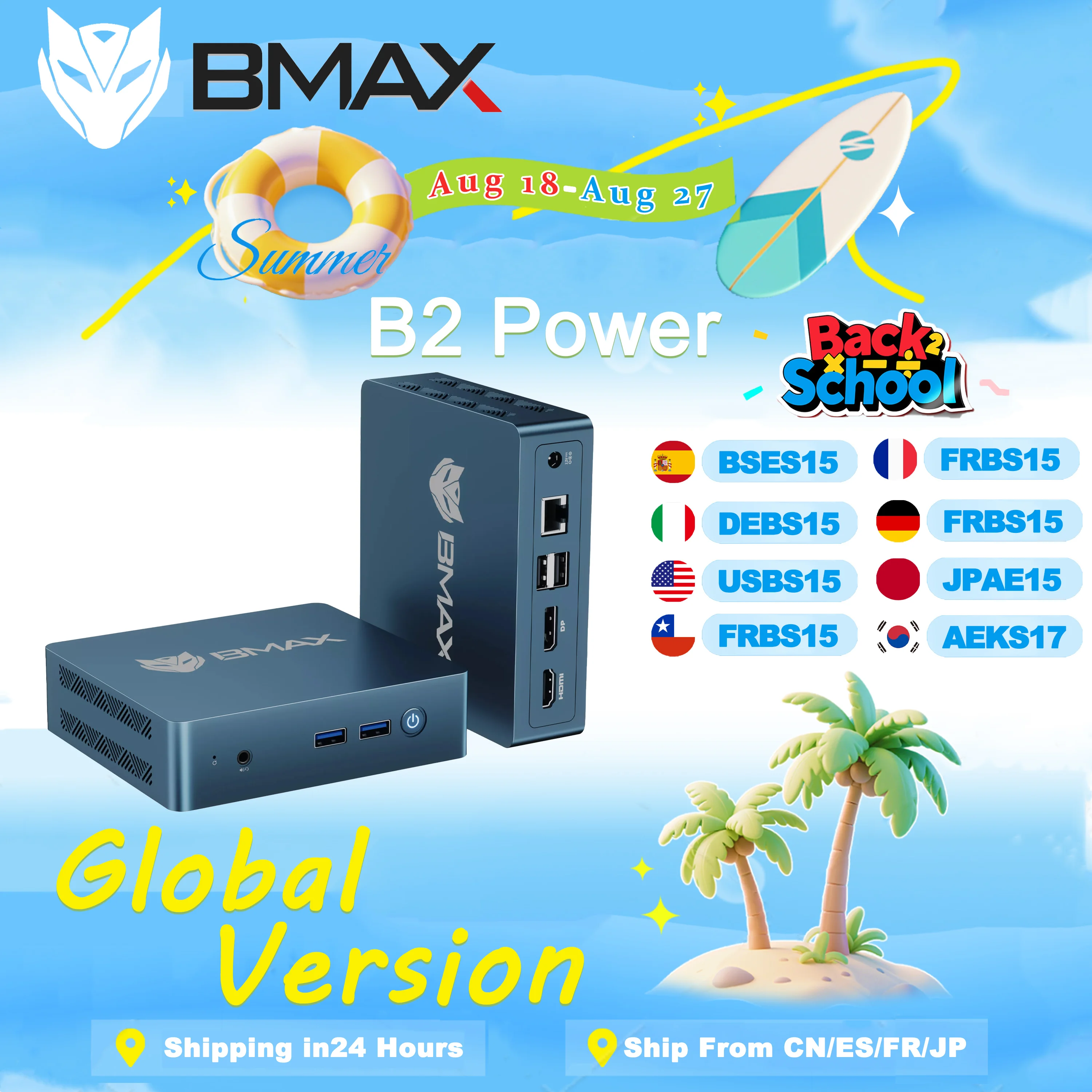 Mini PC de alimentação BMAX MaxMini B2 |   Intel 5205U |   8 GB DDR4 + 256 GB NVMe |   Win11 Pro |   WiFi de banda dupla |   BT 5.0 |   HDMI 4K |   Ultrafino 3