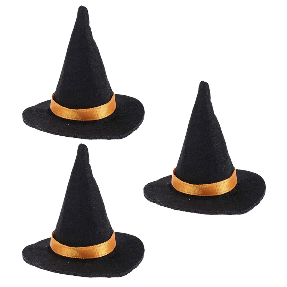 

3pcs Felt Halloween Decorations Party Halloween Mini Hats Props Hat Bottle Topper Black