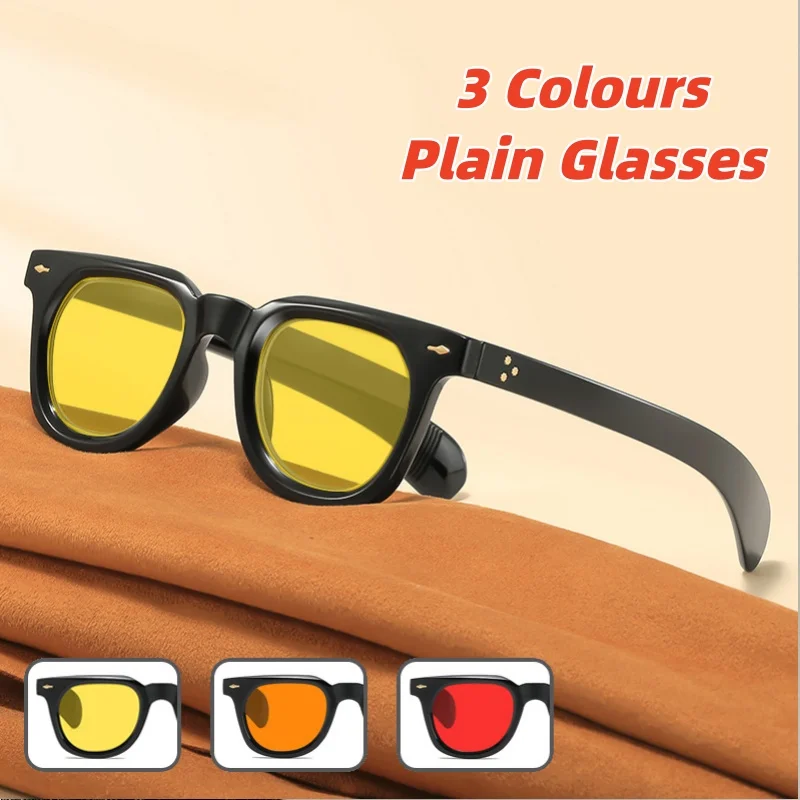 

Men's and Women's Square-Frame Anti-Blue Light Night Vision Glasses UV400 Protection with Orange and Red Lenses Plain Glasses
