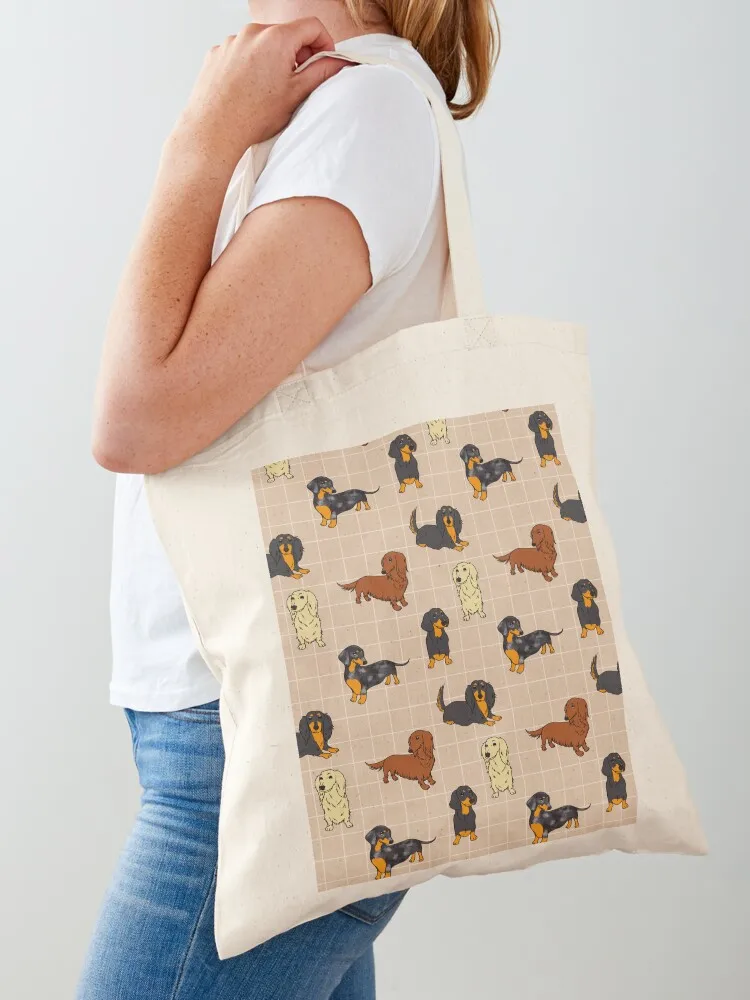 

Dachshund All Day Long Cream Tote Bag eco pack hand bags Gift bag large size bags