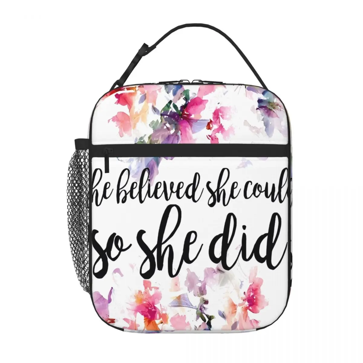 Bestselling She Believed She Could So She Did Floral Retro Meal Bag Business Travel Meal Large Lunch Bag
