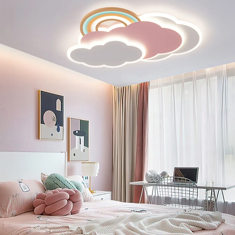 Rainbow Cloud Ceiling Lights Pink Girl Bedroom Lamp Romantic Princess Room Baby Room Nursery Children's Room Cloud Ceiling Lamps