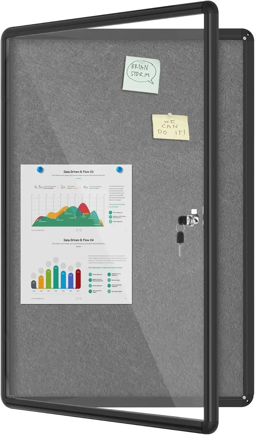 

Lockable Enclosed Bulletin Board 36x24, Aluminum Cork Noticeboard for Office School Home, Black Frame