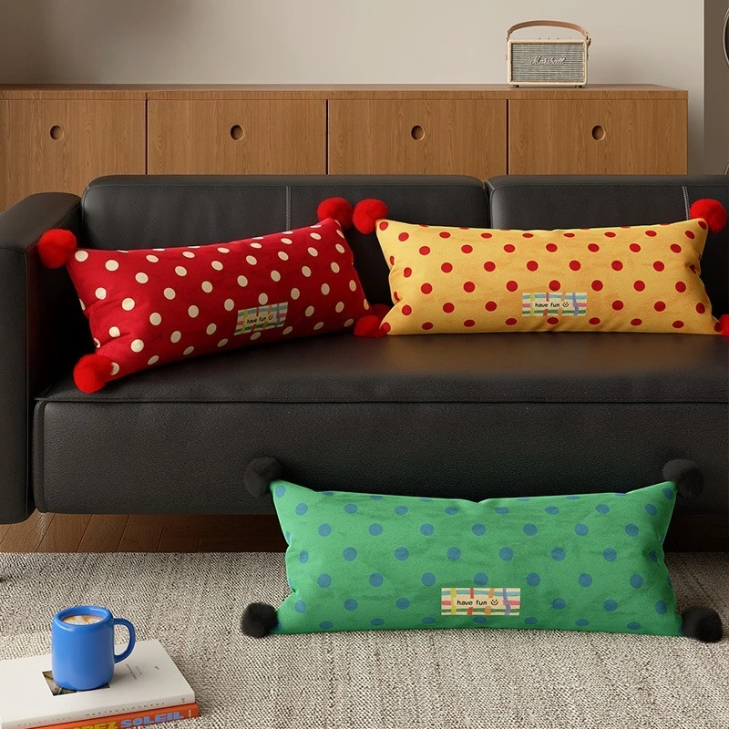 

30x70cm Rectangle Lumbar PillowCover Dutch Velvet Polka Dot Printing Decorative Pillowcase Sofa Bedroom Decor Soft Cushion Cover