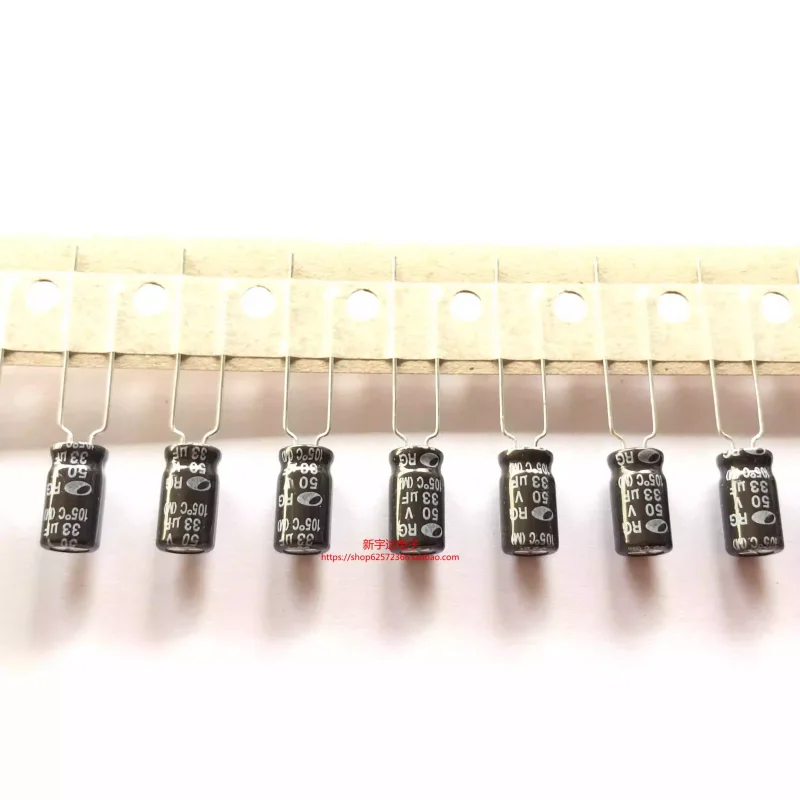 10-100PCS Korean Sanhe 50V33UF 6X11 RG series brown shaped pin 33UF 50V electrolytic capacitor