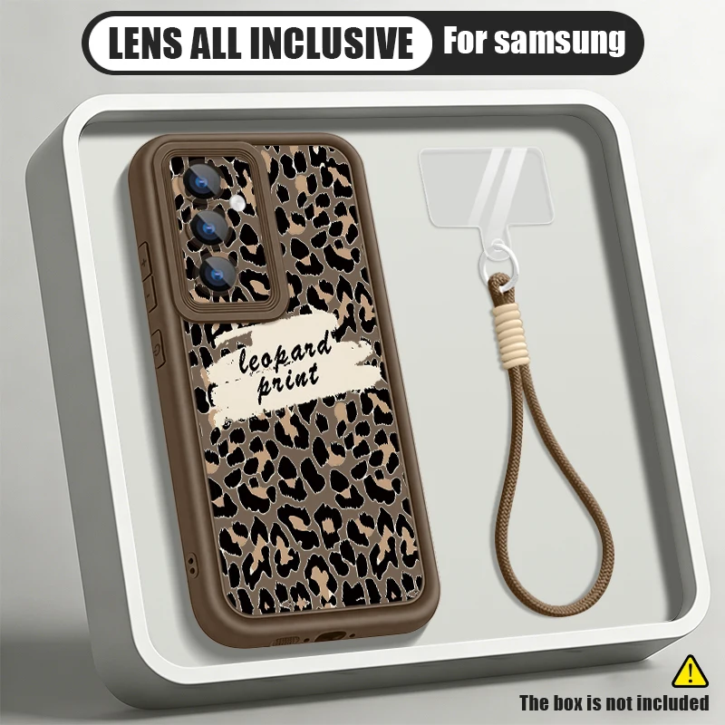 Leopard Print Pattern Lanyard Phone Case For Samsung Galaxy S25 FE S26 S24 S23 Ultra A57 A37 A56 A16 A17 A26 A55 A15 A54 Cover
