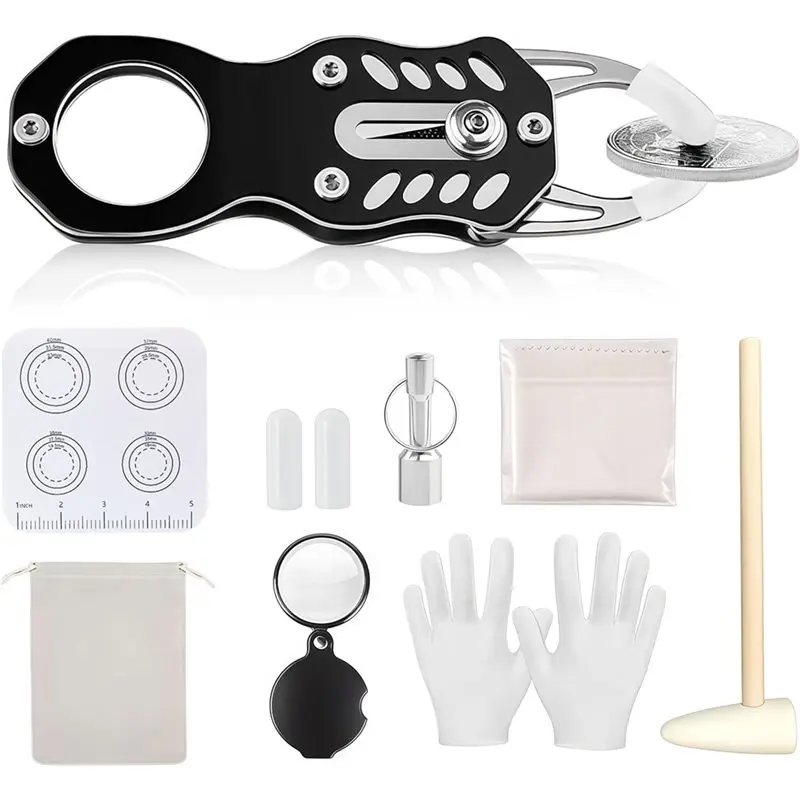 B50C コインテスターキット、ポケットピンガー、金と銀の音響共鳴＆サイズチェッカー検証ツール（コレクター向け）