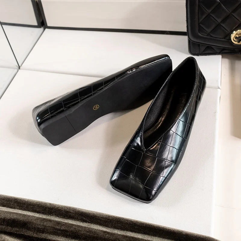 

Crocodile Pattern Square Toe Women's Flats Concise Slip On Mary Janes Mules Fashion Oxfords Ballet Dance Shoes Zapatos De Mujer