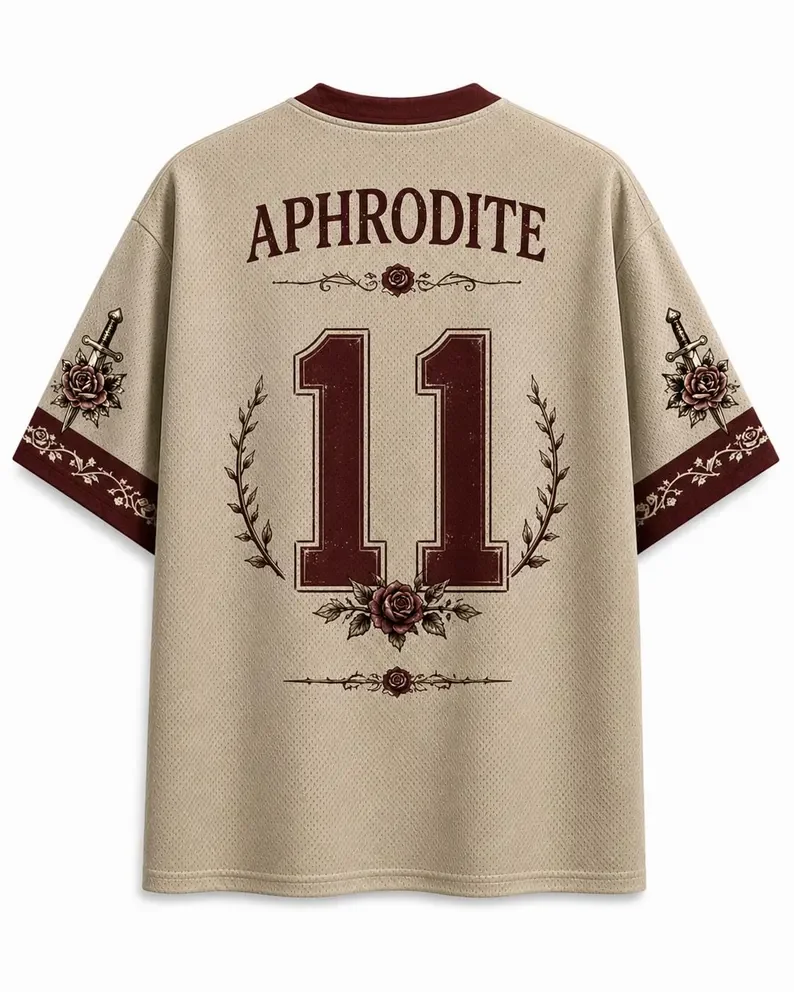 Aphrodite Greek Goddess T-shirt Breathable Mesh V-neck Short Sleeve Khaki Wine Red 11 Rose Retro Knitted Street Top