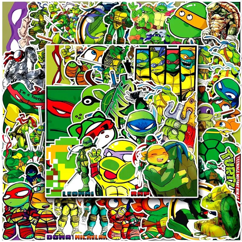 Pegatinas de Tortugas Ninja TMNT de Anime, calcomanía estética de dibujos animados Kawaii, decoración para ordenador portátil, motocicleta,