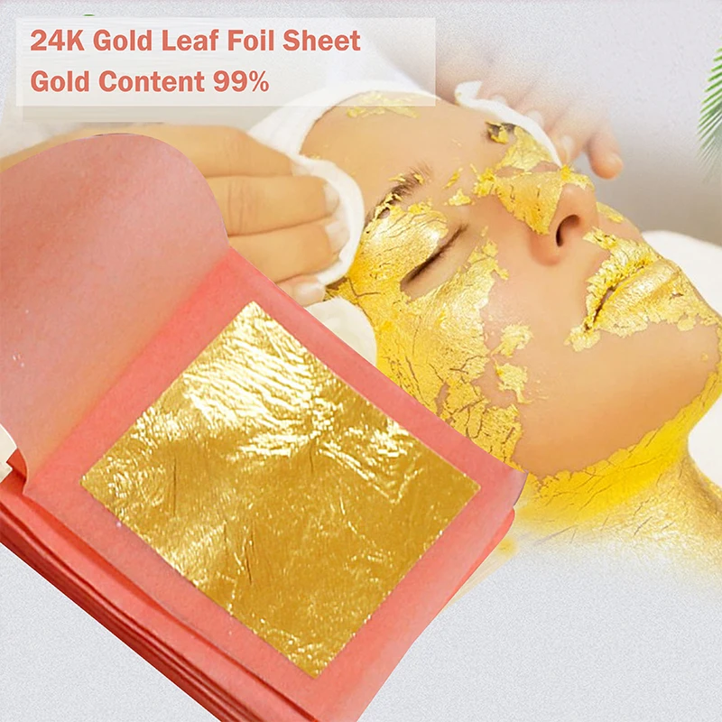 10Pcs Gold Foil Mask Sheet Anti Aging Luxury Facial Gold Sheets Whitening Brightening Deep Moisturizing Anti-wrinkle Face Mask