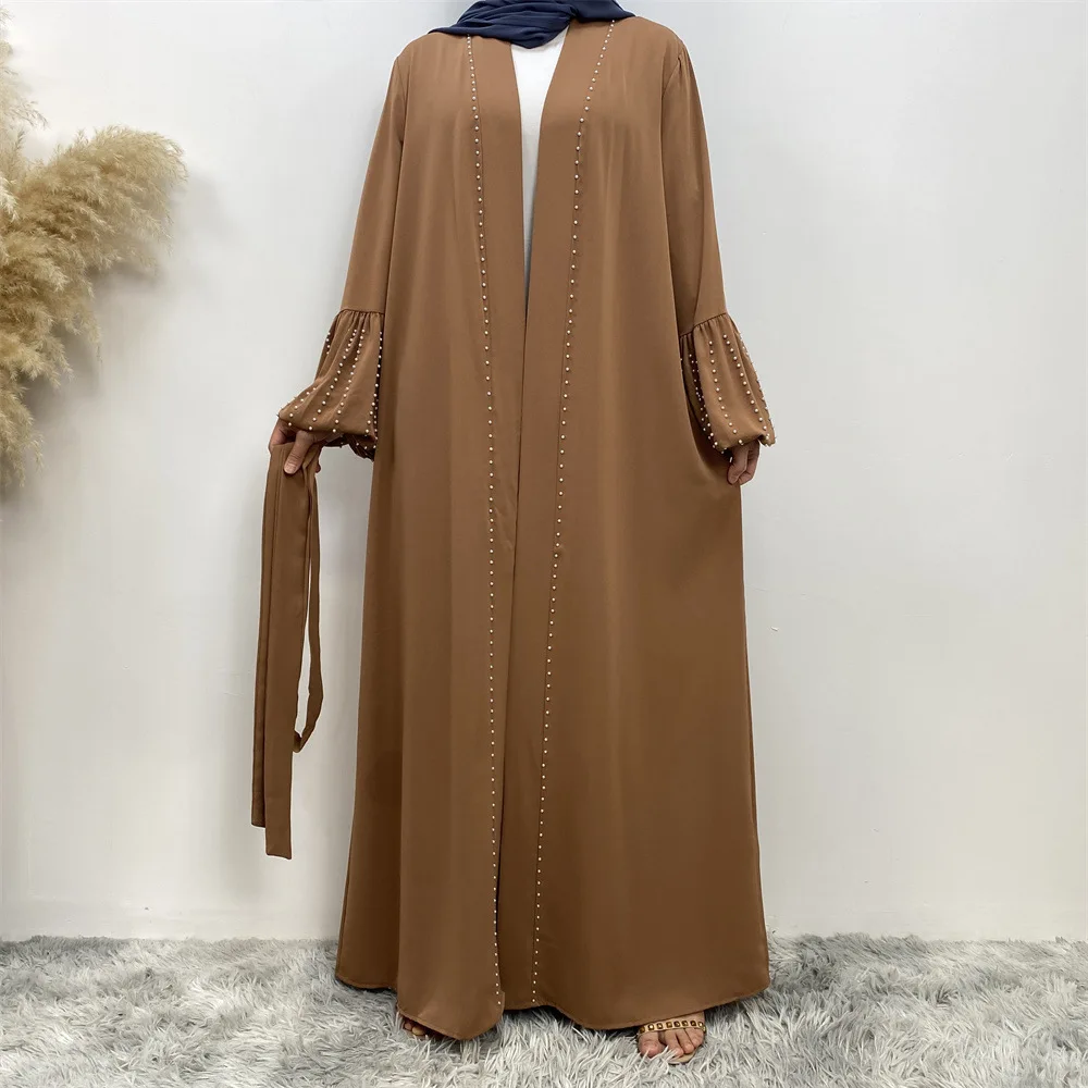 

Dubai Abaya Muslim Women Beading Open Kimono Cardigan Maxi Dress Islamic Eid Party Ramadan Turkey Arab Long Gown Kaftan Jalabiya