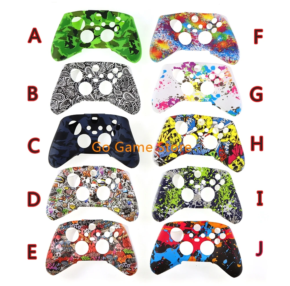 40pcs Soft Silicone Case For Xbox Series X/S Controller Protective Skin Gamepad Rubber Skin Joystick Cover Shell Water Transfer