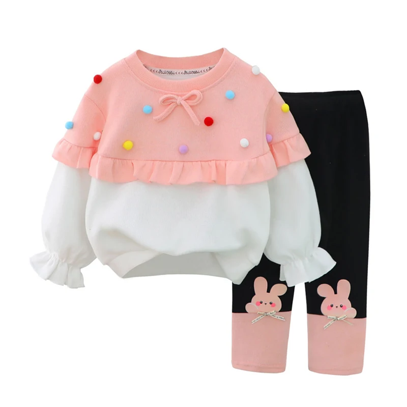 

Clothing Set Spring Autumn 0-4 Age Girls Fashion Cartoon Casual Sportswear Coat Top Long Pants Korean Version New Kids garments