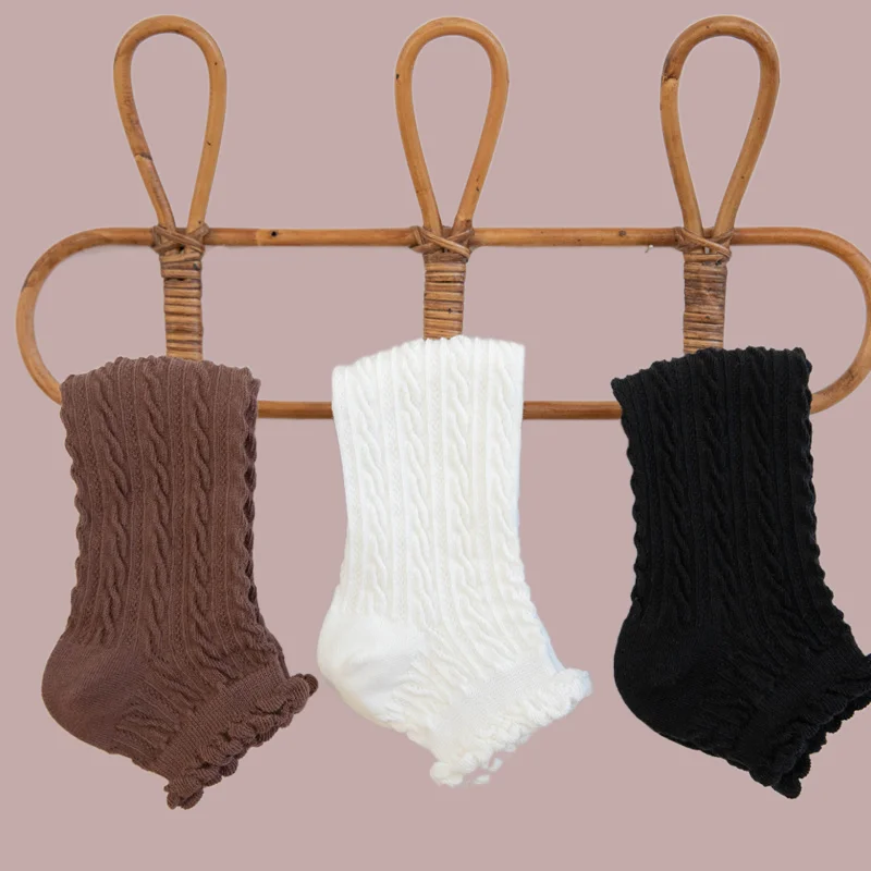 Chaussettes Courtes en Coton pour Fille, Mignonnes, Serties, Points de Rayure, Respirantes, de Haute Qualité, Décontractées, Solides, pour Femme, 6 Paires