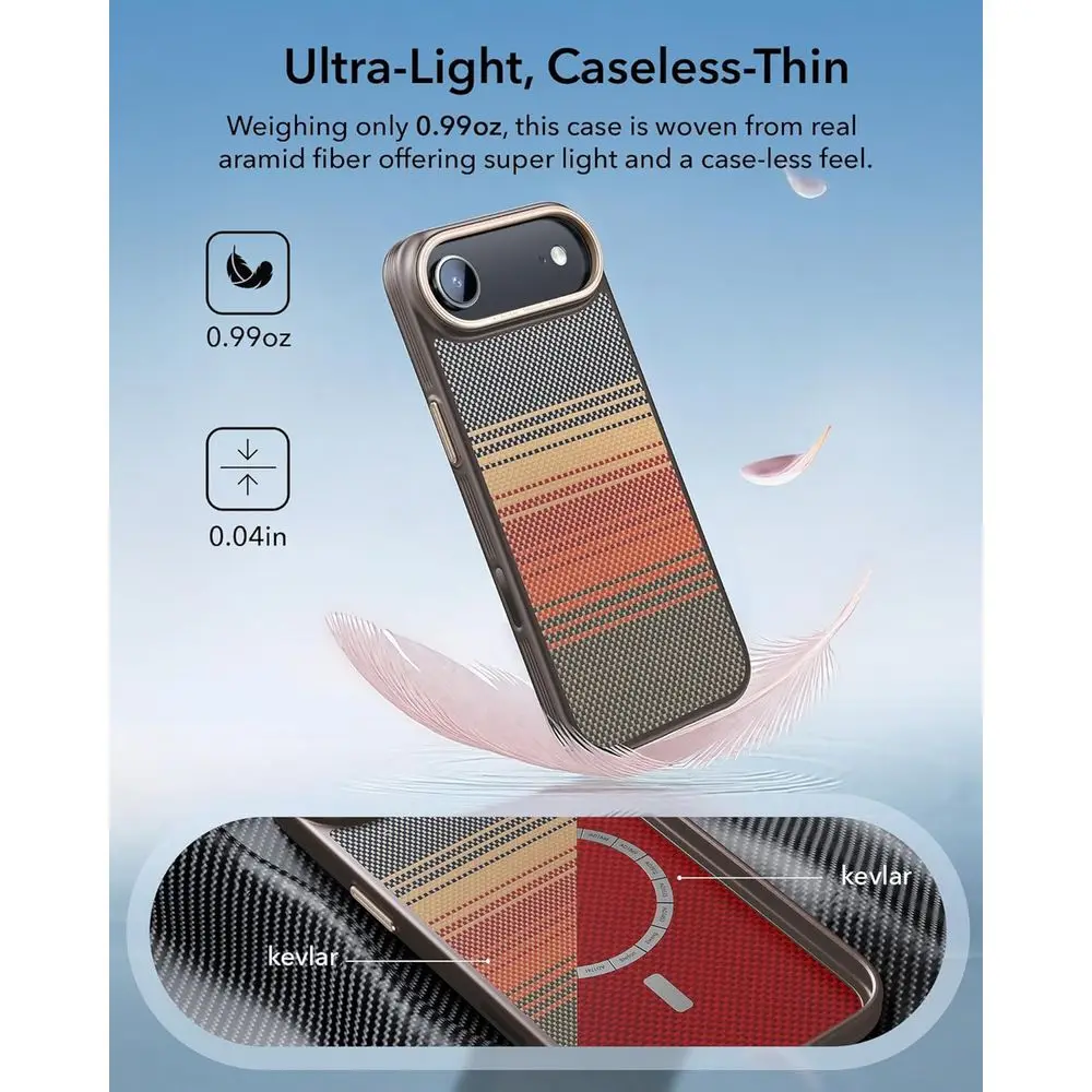 حافظة هوائية من ألياف الكربون لهاتف iPhone 17 - رفيعة للغاية ومقاومة للصدمات وخفيفة الوزن مع توافق MagSafe وحماية ضد الخدش