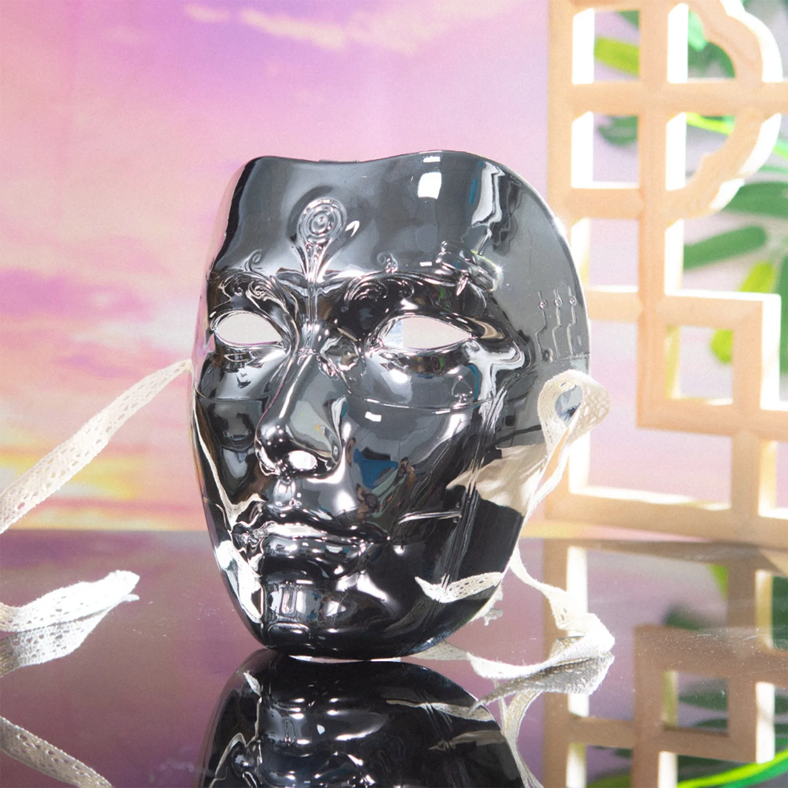 Máscara de estilo chino a la moda para hombres y mujeres, accesorio de disfraz con correas autoatadas para fiesta de disfraces de Halloween, 1 ud.