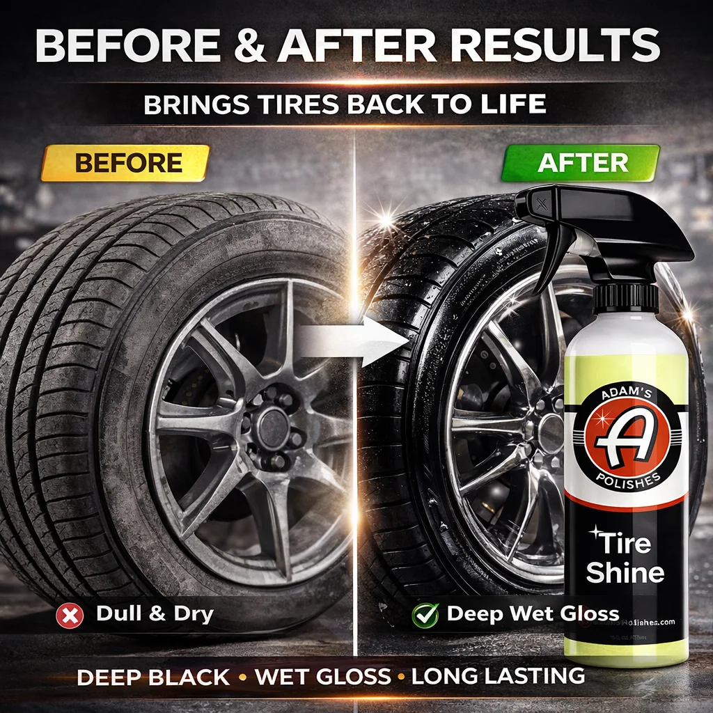 Premium Tire Shine 16oz – Deep Black Gloss Finish, UV Protection Tire Dressing, No Sling Formula