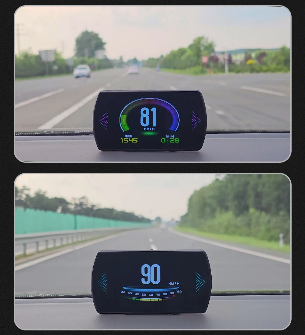 P12 Auto Head Up Display Für HUD OBD Digital Geschwindigkeit Meter On-Board-Computer Mit Übergeschwindigkeit Alarm Wasser Temp meter Spannung RPM – Detail 18