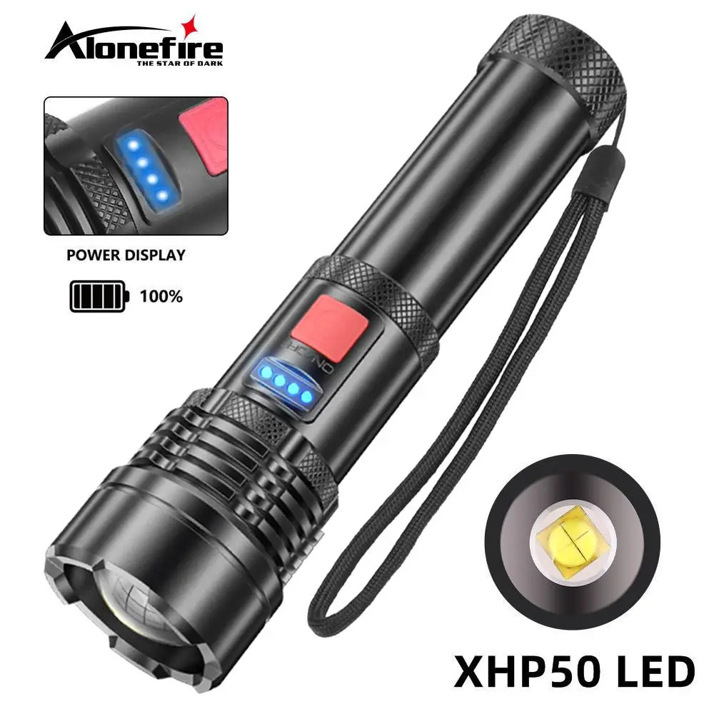 XHP50 Super Powerful Zoom LED Flashlight Tactical Torch Built-in Battery USB Rechargeable Emergency Outdoor Bright Lantern X57