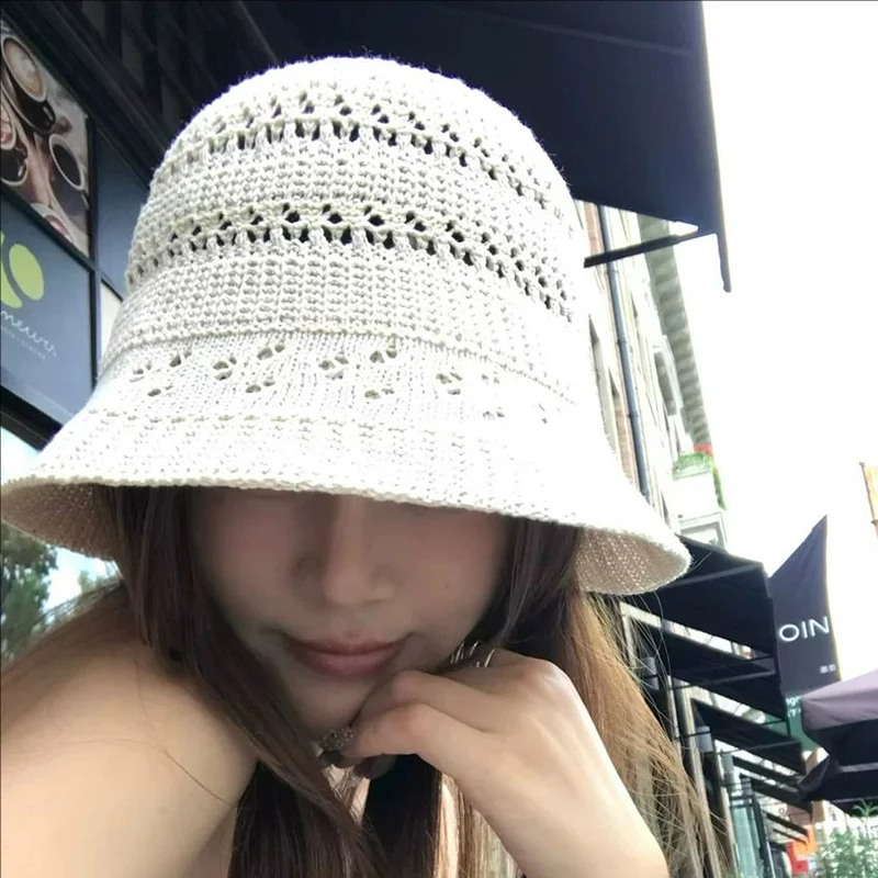 2026 Summer Knitted Fisherman's Hat Fashionable, Versatile, Breathable, Foldable Basin Hat Outdoor Travel Sunscreen Hat