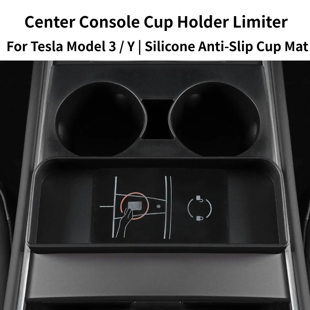 

Center Console Cup Holder Limiter For Tesla Model 3 Y Silicone Cup Sleeve Mat High Temperature Resistant Interior Storage Pad