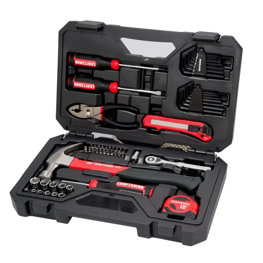 

57 Piece Mechanics Tool Set Home Tool Set, Sockets, Ratchet, Screwdrivers, Hammer, Pliers, Hex Keys, Specialty Bits Hand Tools