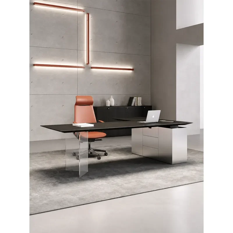 Electric Height Adjustable Executive Desk Modern Minimalist Office Table for Manager Luxury Business Workstation with Storage