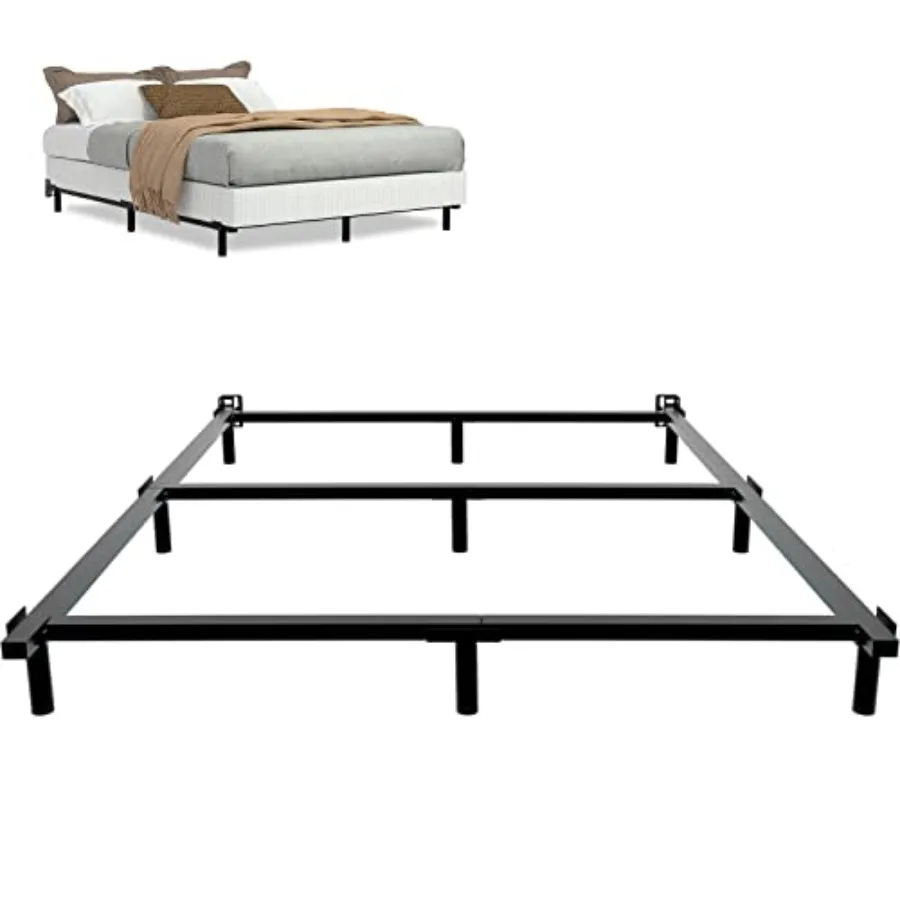 

7 Inch Size Metal Bed Frame for Box Spring and Mattress 9-Leg Base Heavy Duty Bed Frame Tool-Free Easy Assembly Box Spring Base