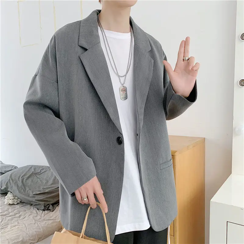 Coat Long Gray Korean Style Clothes Menswear Male Blazer Classic Original Spring Clothing Men\'s Suit Jackets New in Fashion 2024