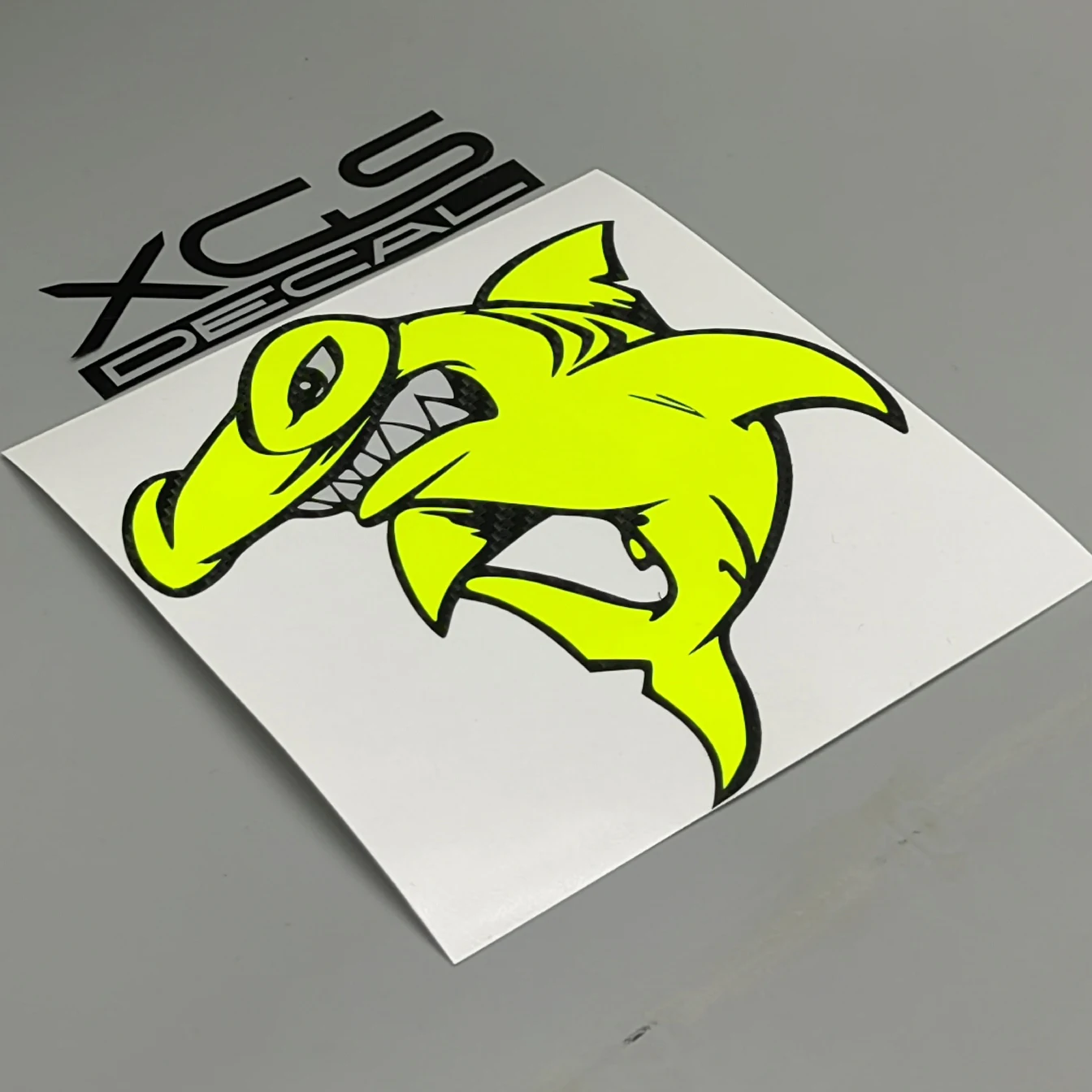 XGS DECAL Car Auto Styling Stickers Emblems Neon Fluorescent Yellow Hammerhead Shark Outdoor Waterproof Decals