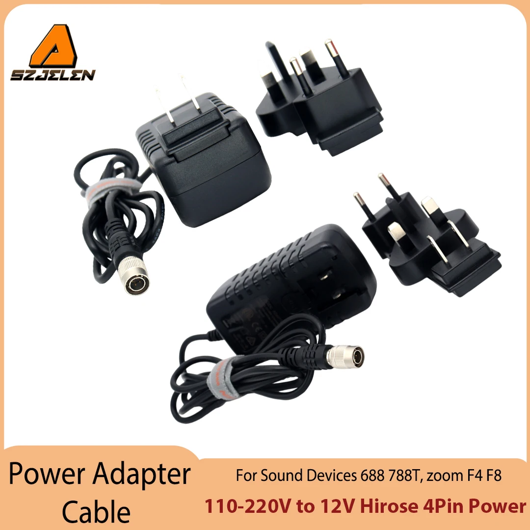 New Arriving 110-220V to 12V Hirose 4Pin Power Adapter Cable for Sound Devices 688 788T, zoom F4 F8