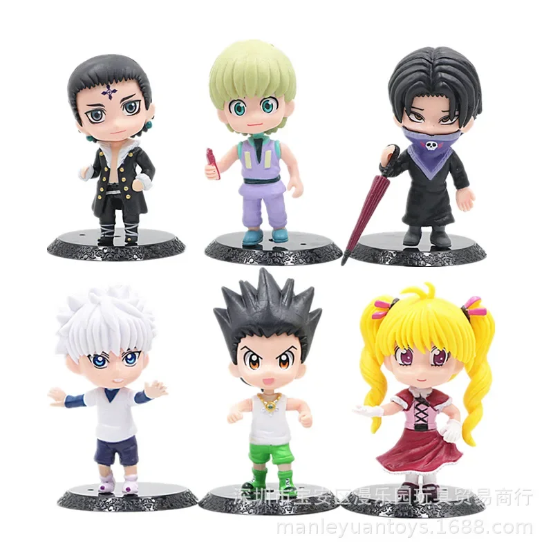 New 6pcs/set Anime HUNTERxHUNTER Killua Q Version Standing posture Action Figure PVC Model Twisted Egg Toys Doll Desk Decor Gift