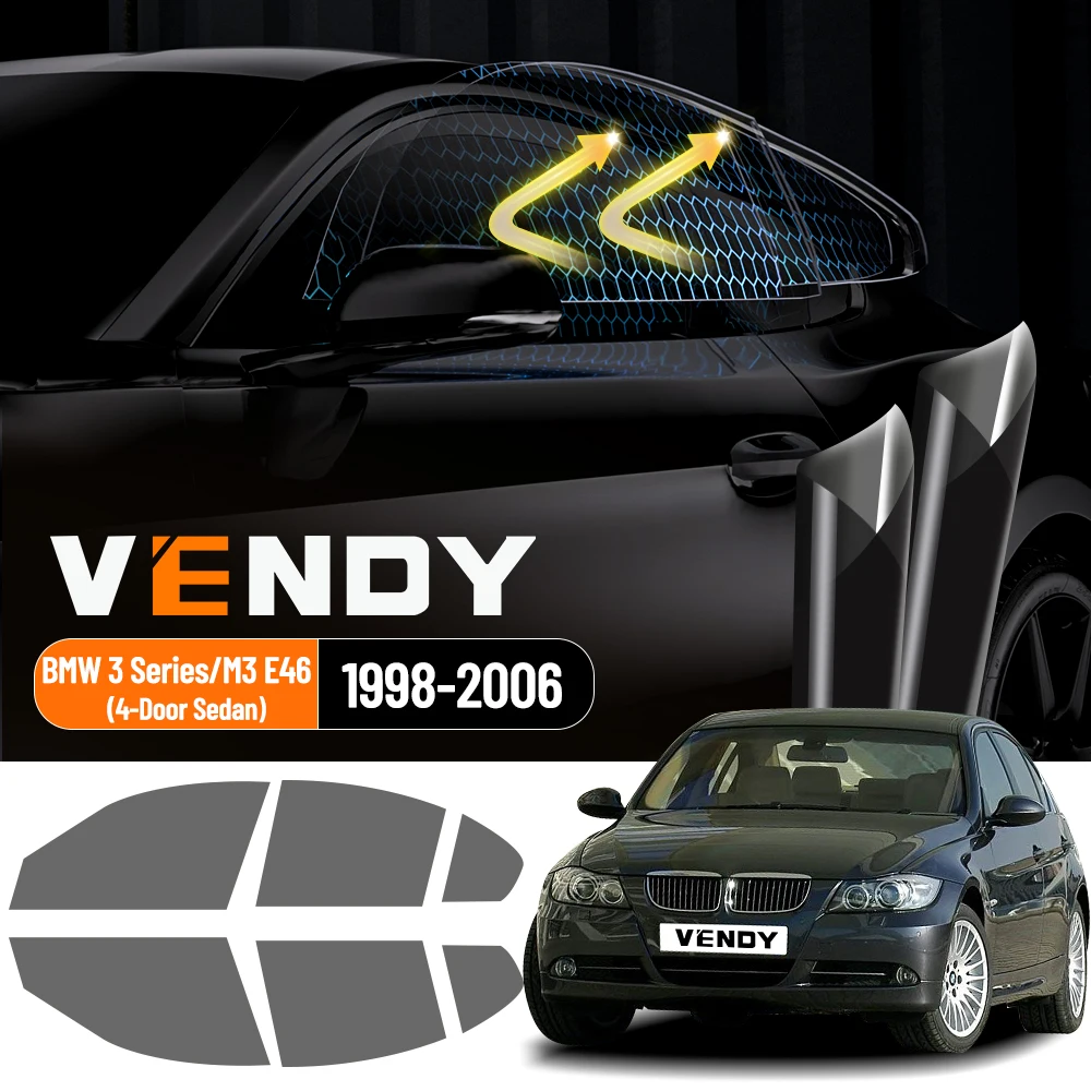 

For BMW 3 Series M3 E46 1998-2006 4-Door Sedan Pre-Cut Car Window Tint Film Kit Solar Tinted Film Privacy,Heat & UV Protection