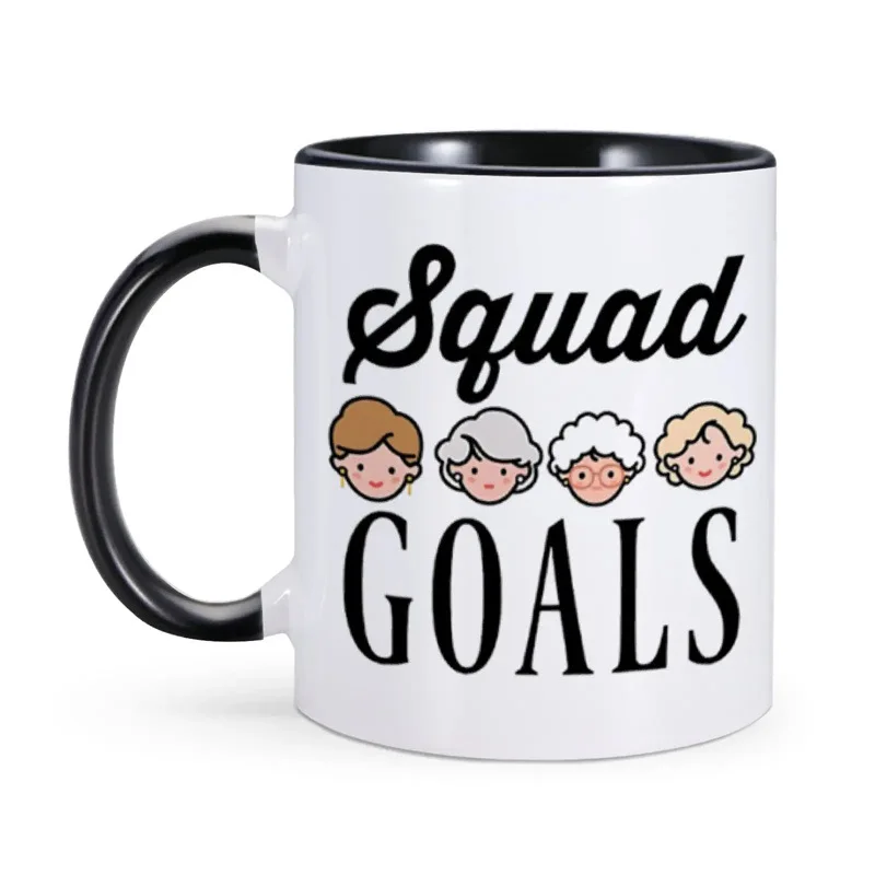Cross-border European and American Trend Squad Goals Heat Transfer Ceramic Cup Office Coffee Cup Household Water Cup