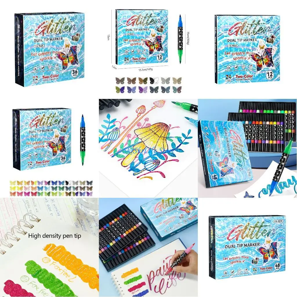 

E65E Soft Brush Pens Double Tip Watercolor Markers Art Pens Art Paint Supplies Set